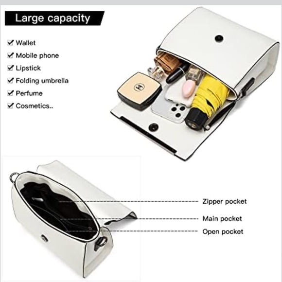 Women's Elegant Black and White Satchel - Picture 3 of 7